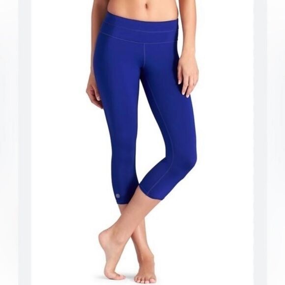 Athleta Leggings Royal Blue Capri XS Workout Athleisure Yoga - Picture 1 of 12